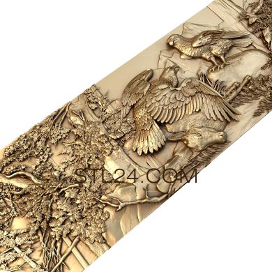 Art pano (Pair of eagles forest, PH_0129) 3D models for cnc